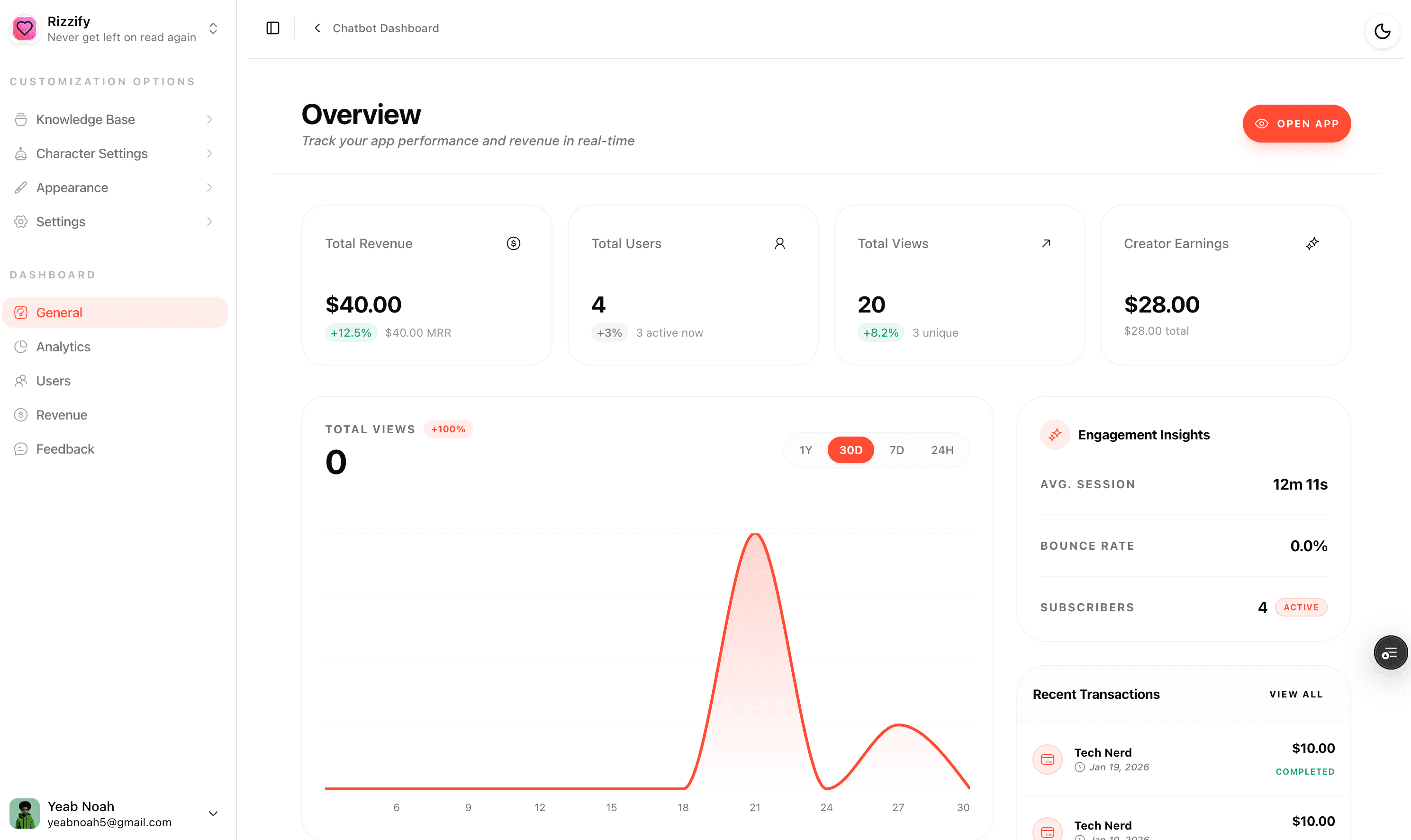 Application Dashboard (Light)